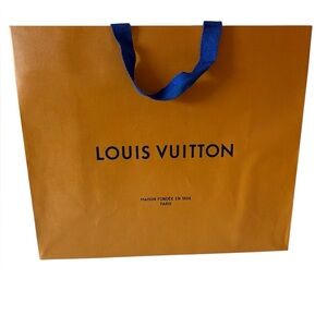 Louis Vuitton Gold Shopping Bag with Blue Handles